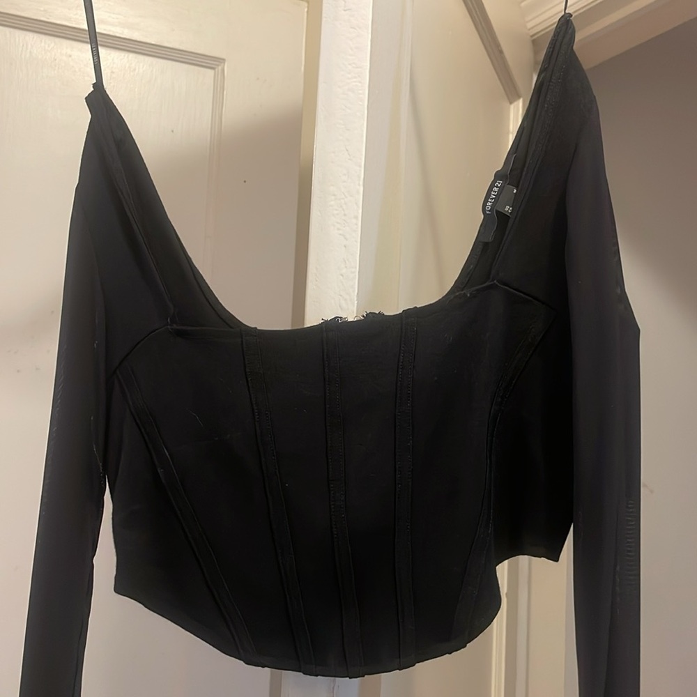 Forever 21 size medium corset top with mesh sleeves